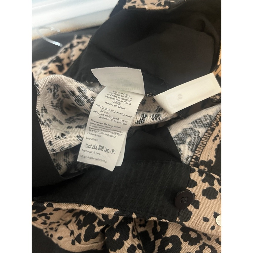 J. Crew Peyton Cropped Linen Pants 4 Leopard Print High Rise Wide Leg AJ322 - Picture 6 of 7